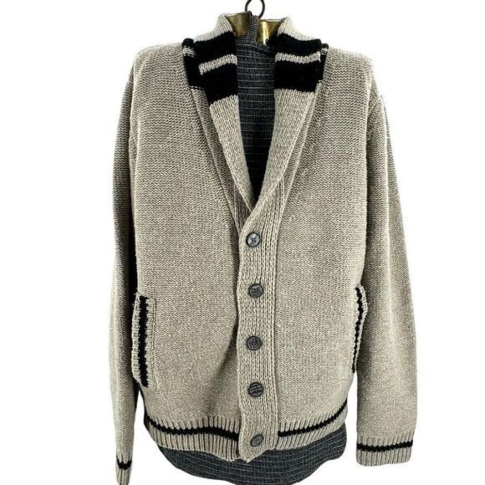21 Men Los Angeles Retro‎ Inspired Preppy Button Up Cardigan Sweater Men's